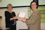 GEA Chair, Gaby Weiner presents Elina Lahelma with Professor Tuula Gordon's Lifetime Achievement Award