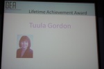 Professor Tuula Gordon received GEA's first 'Lifetime Achievement Award'